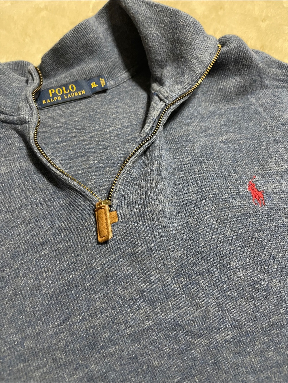 Polo by Ralph Lauren Blue Heather Quarter-Zip with Red Pony